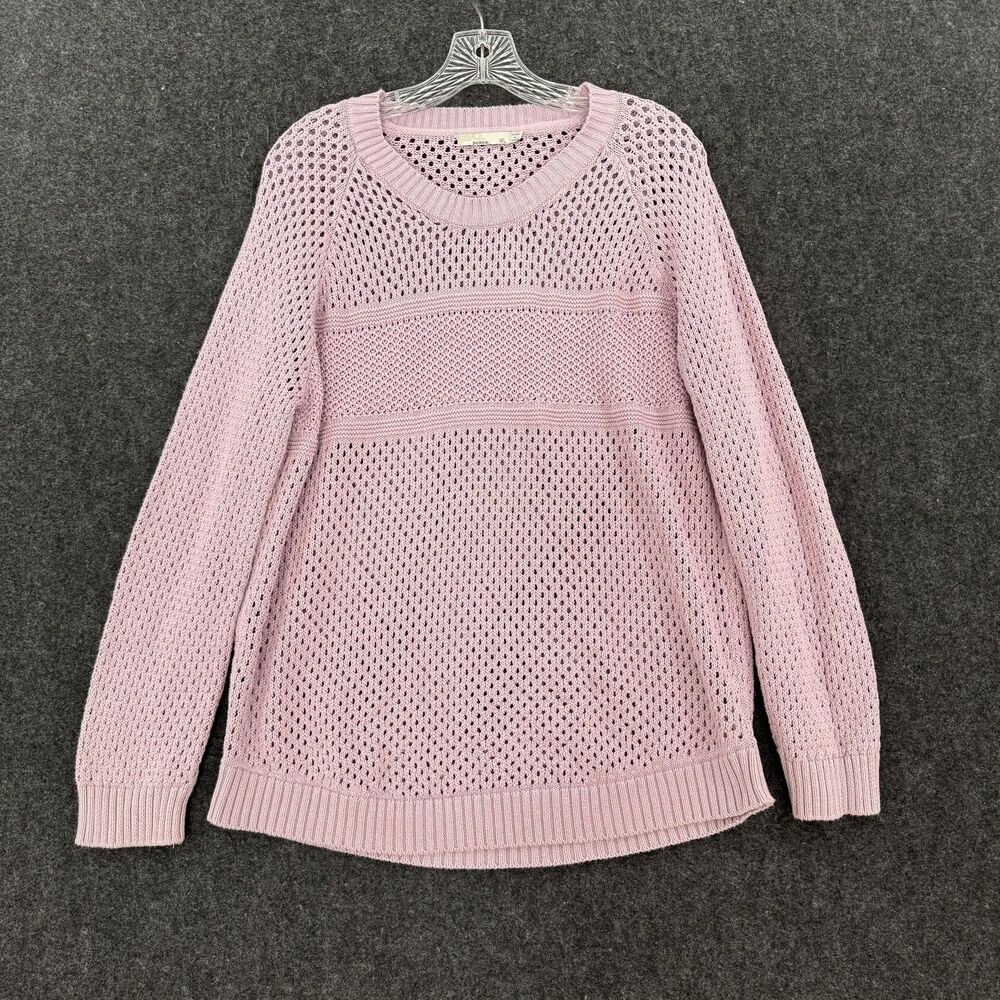 Light Purple Open-Knit Crewneck Sweater